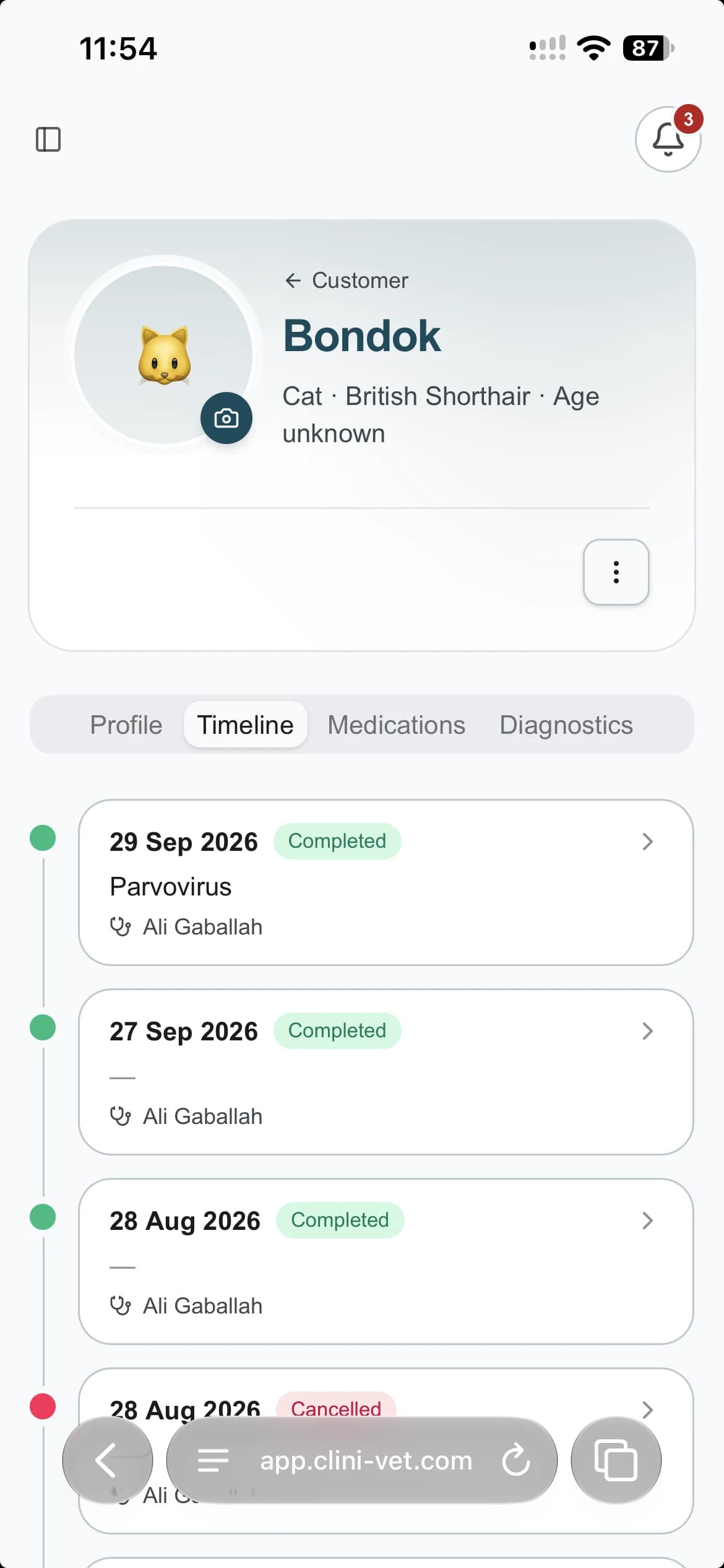 Patient timeline